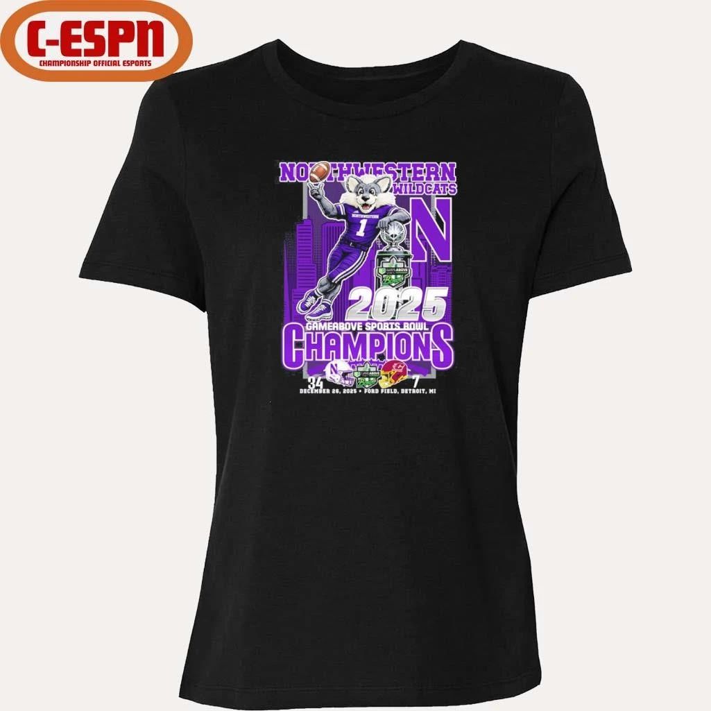 Northwestern Wildcats Mascot 2025 Gameabove Sports Bowl Champions Shirt