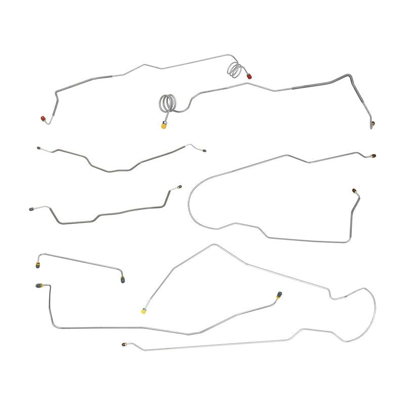 1973-80 Chevrolet GMC Suburban 2wd Complete Manual Disc Brake Line Kit 8pc, 3/4 ton, Stainless