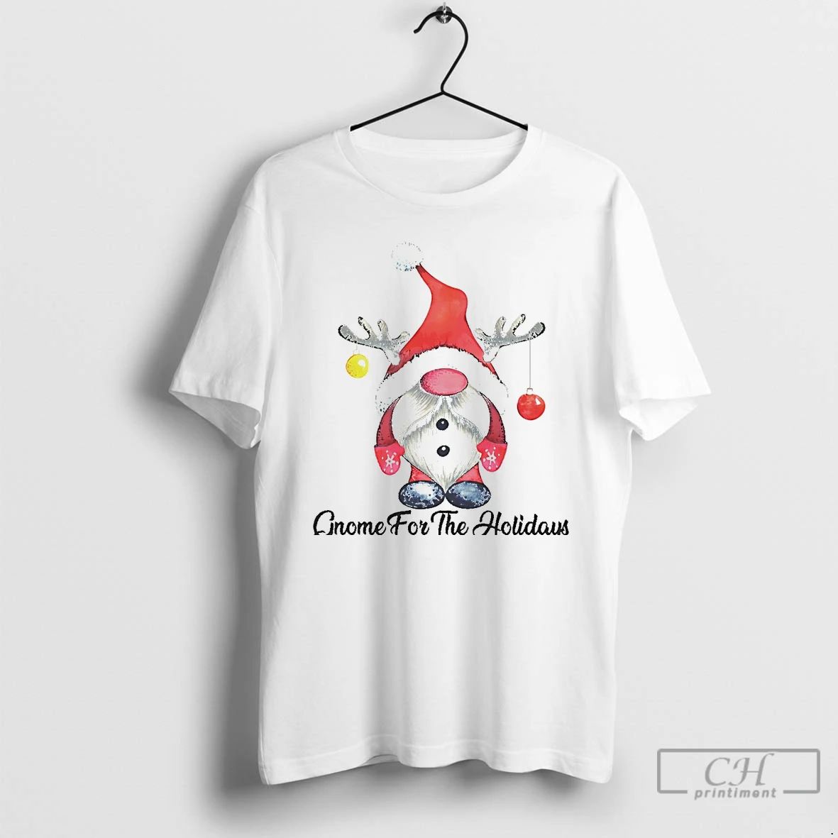Classic Gnome For The Holidays Red Reindeer Antlers Christmas White T Shirts