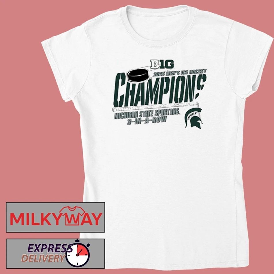 Michigan State Spartans Champions Big Ten 2026 Men’s Ice Hockey 3 In A Row shirt