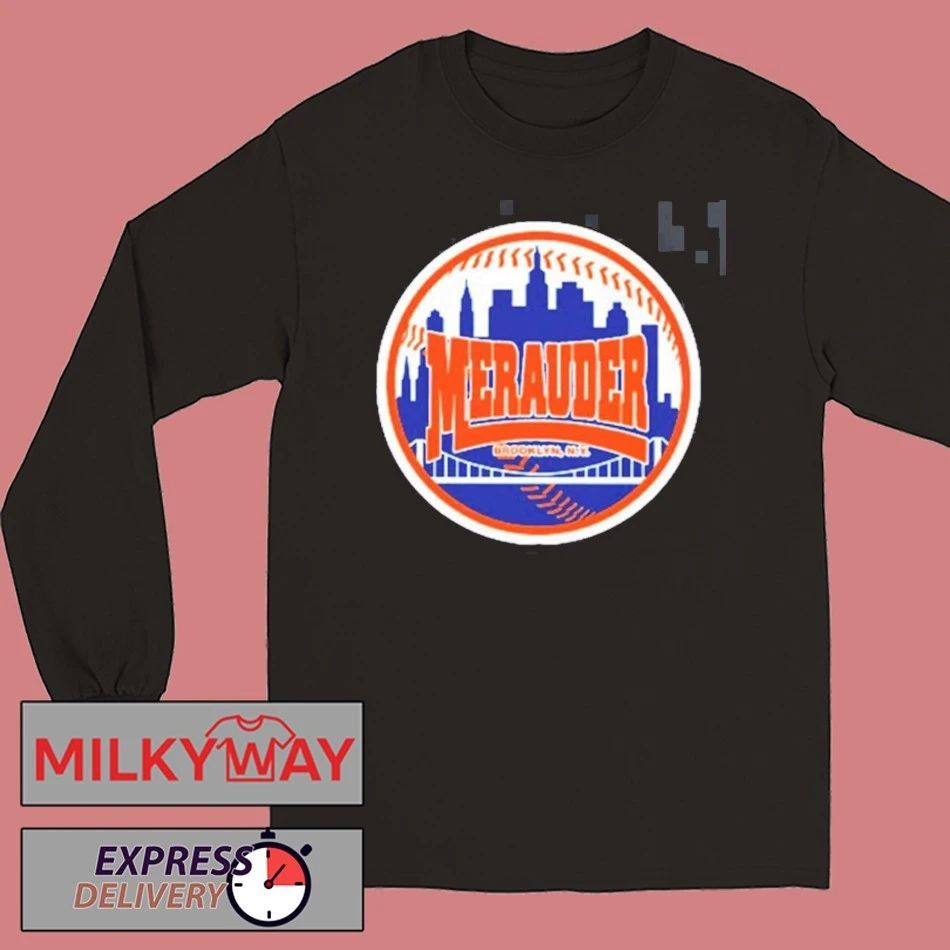 Merauder New York Mets Baseball Logo Skyline T-Shirt