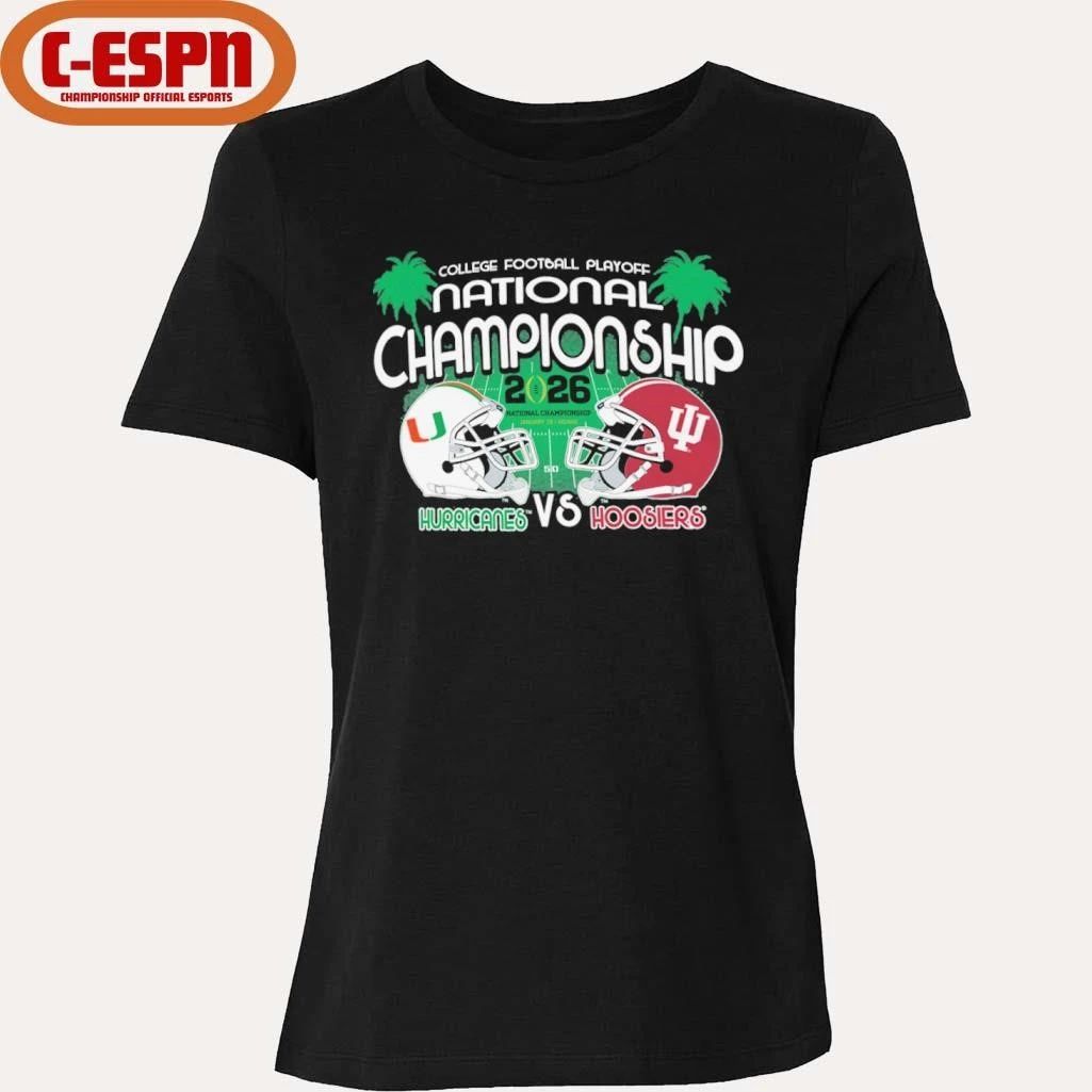 Indiana Vs Miami 2026 CFP National Championship Dual Helmet T-Shirt
