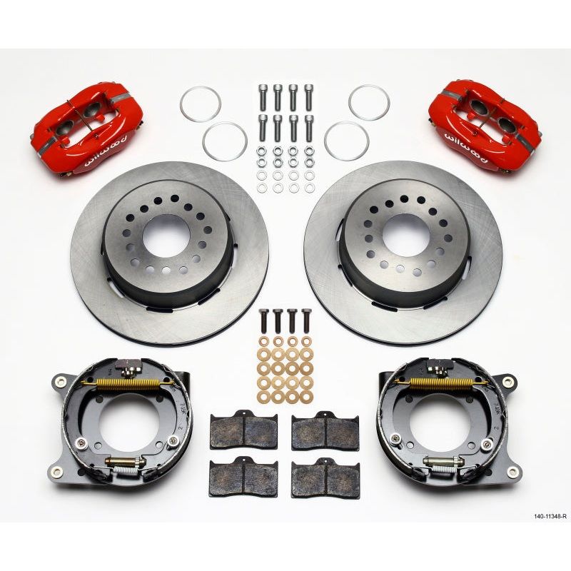 Wilwood Forged Dynalite P/S Park Brake Kit Red 55-57 Chevy 2.34in Offset