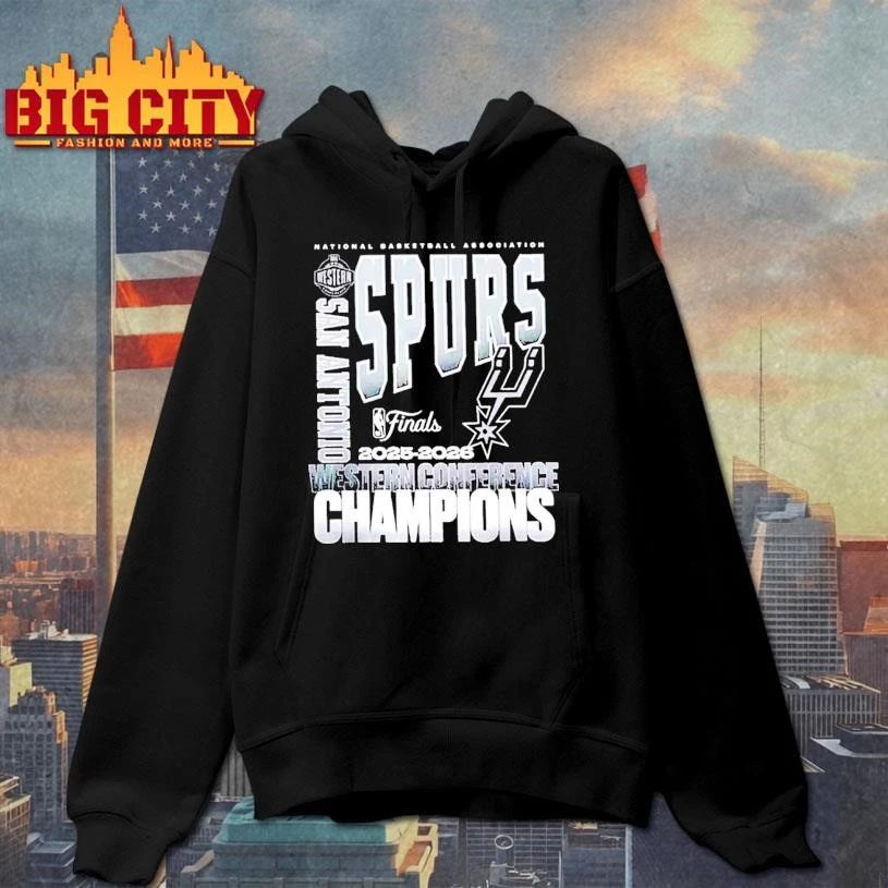 San Antonio Spurs Fanatics Black 2026 NBA Western Conference Champions Stacked Block Shirt