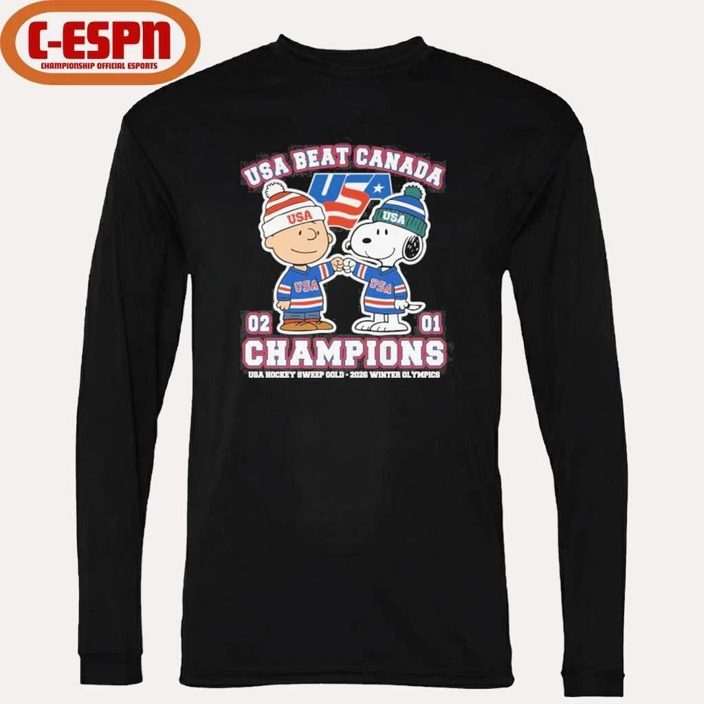 The Peanuts Fisbump USA Beat Canada Hockey Champions Shirt