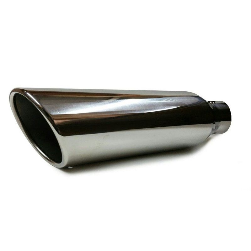 Universal Rolled Edge Angle Cut Exhaust Tip (2.5″ Inlet, 4″ Outlet, 18″ Length)