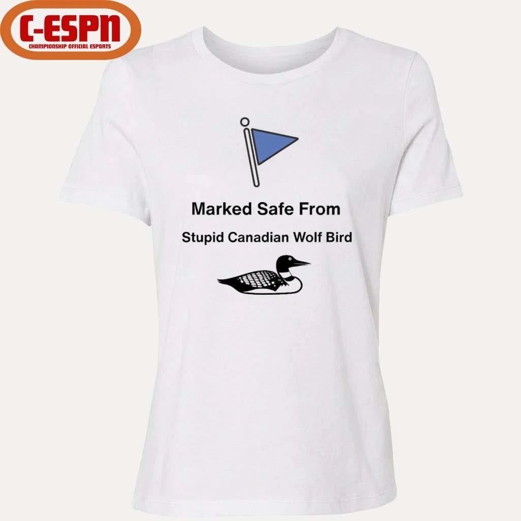 Marked Safe From Stupid Canadian Wolf Bird Shirt