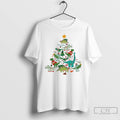 Classic Dinosaur Christmas Tree Ugly Pattern Holiday White T Shirts