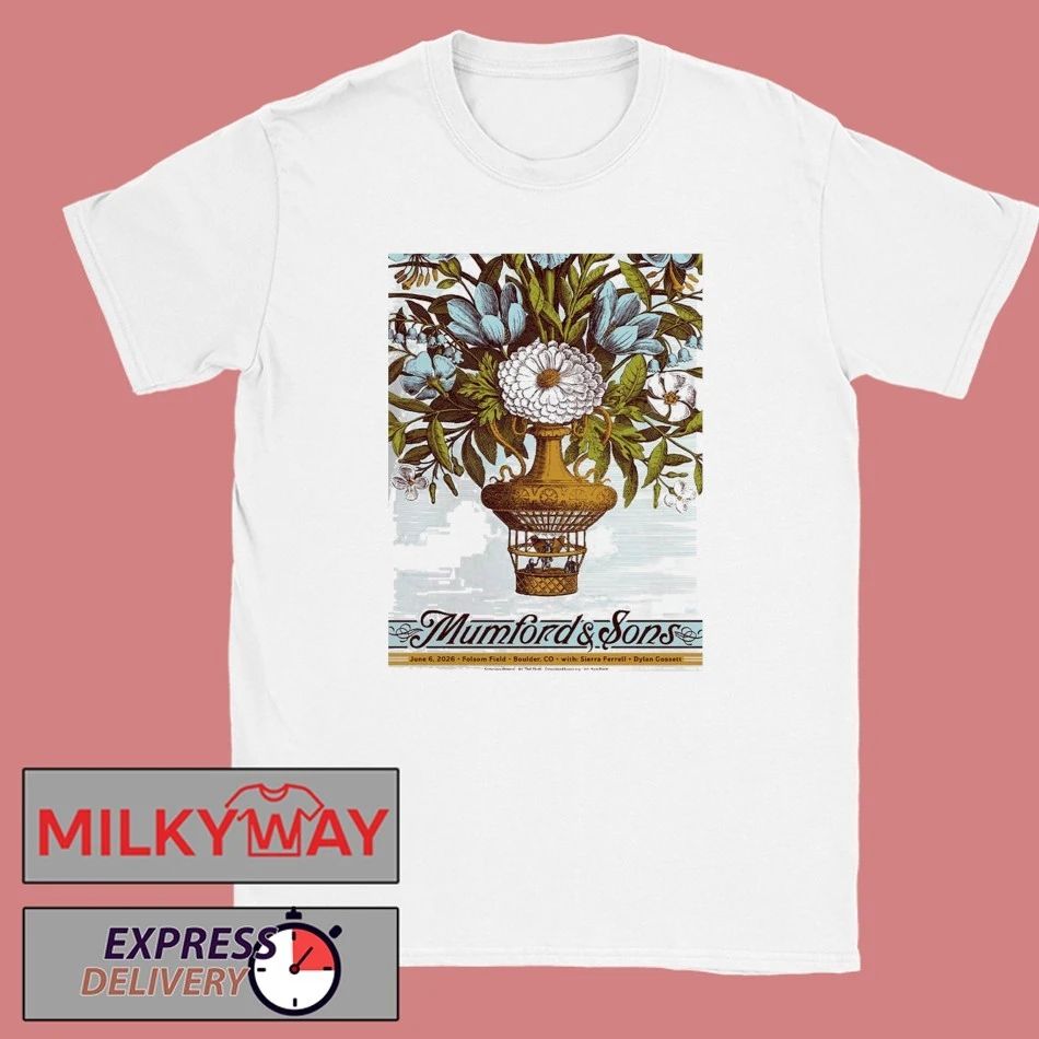 Mumford And Sons Boulder Colorado 2026 Event Poster At Folsom Field On June 6 2026 T-Shirt