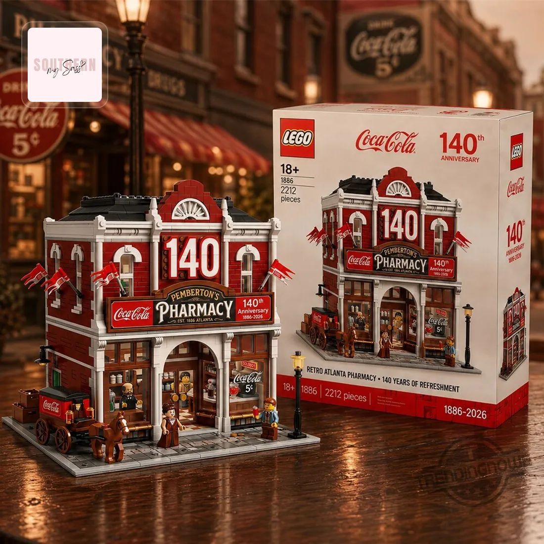 Coca-Cola 140th Anniversary Retro Pemberton’s Pharmacy LEGO Building Set