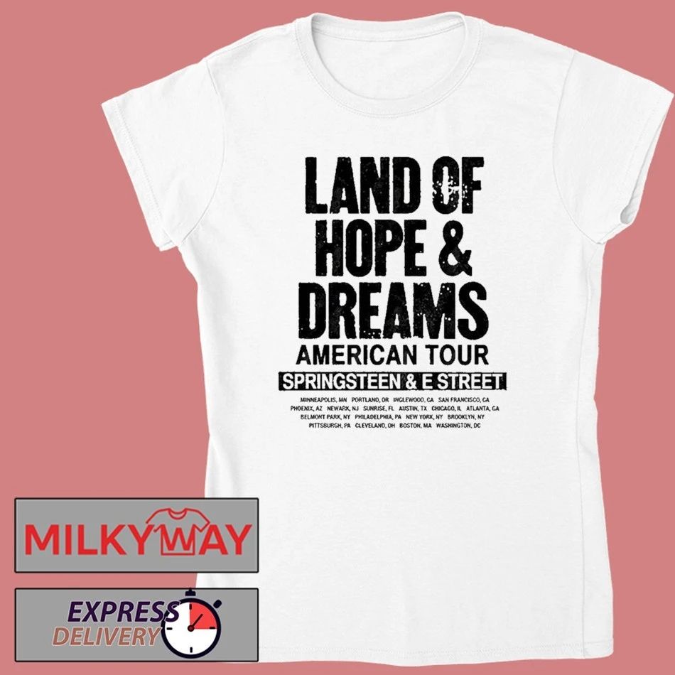 Bruce Springsteen And E Street Land Of Hope And Dreams American Tour 2026 Merch No Kings White T-Shirt