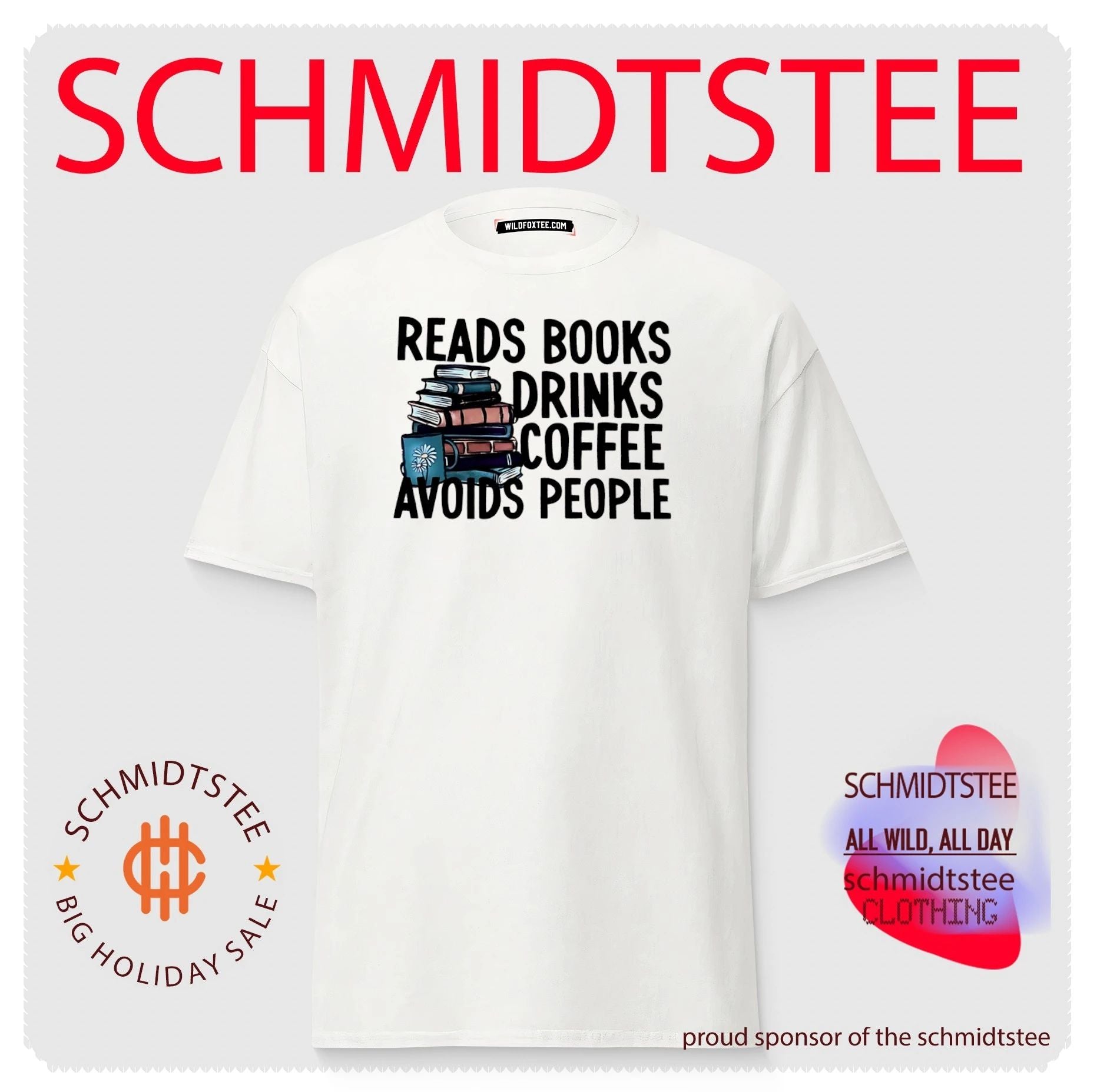 Reads books drinks coffee avoids people graphic shirt
