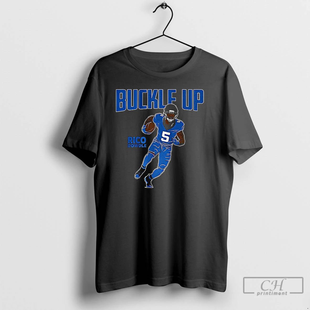 Classic Rico Dowdle Carolina Panthers Football Buckle Up T Shirts