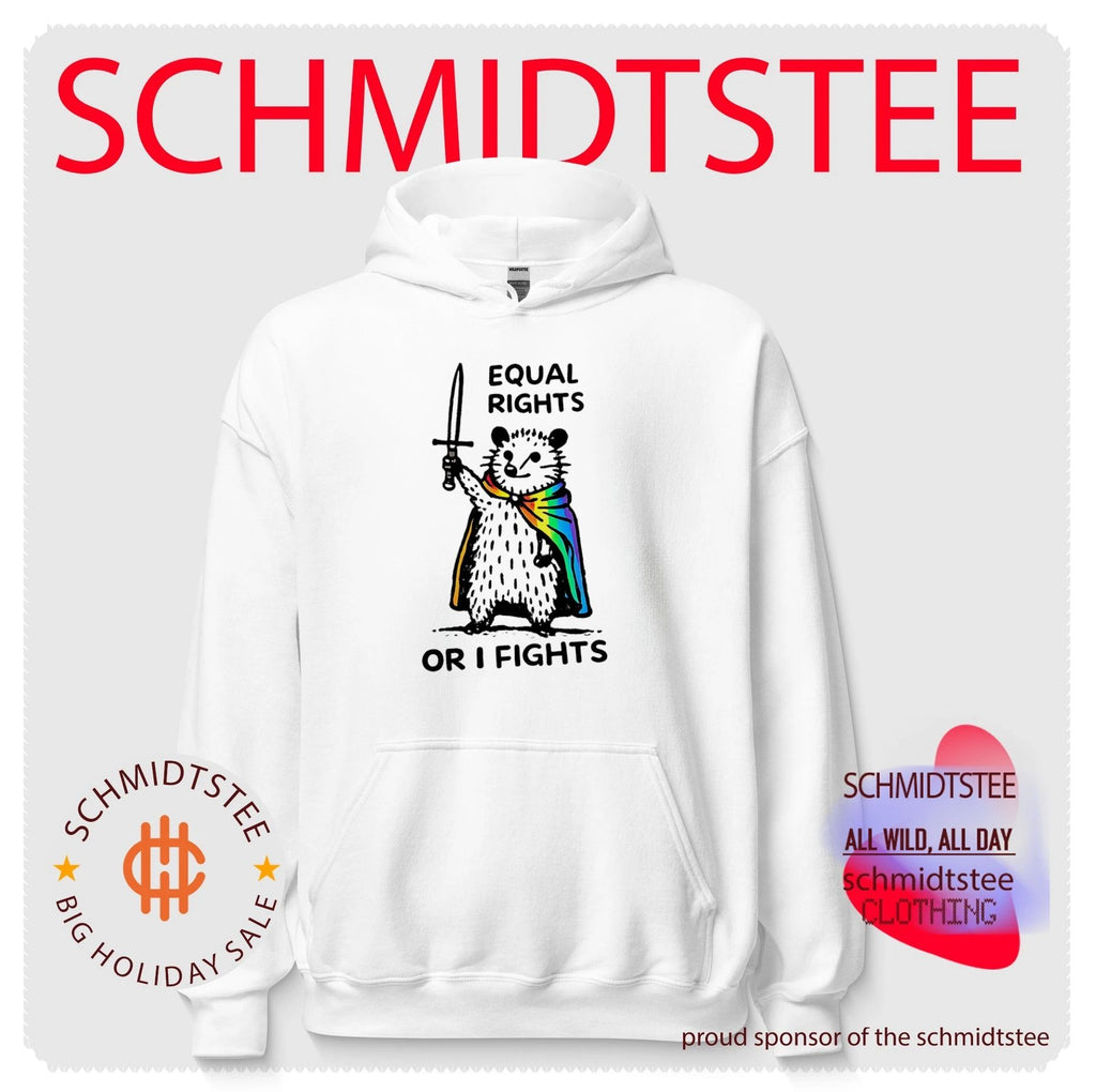 Equal rights or I fights possum wearing pride cape graphic shirt