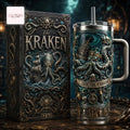 Premium Kraken Octopus 3D Embossed 40oz Insulated Tumbler With Handle