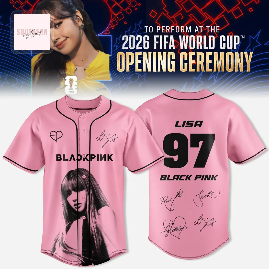 Lisa BLACKPINK 2026 FIFA World Cup Opening Ceremony Pink Fan Baseball Jersey