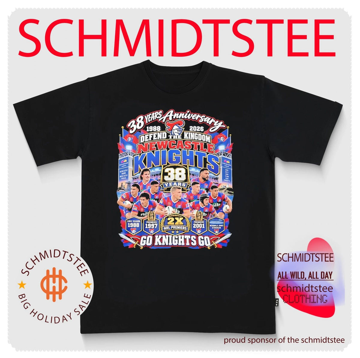 Newcastle Knights 38th Anniversary go Knights go shirt