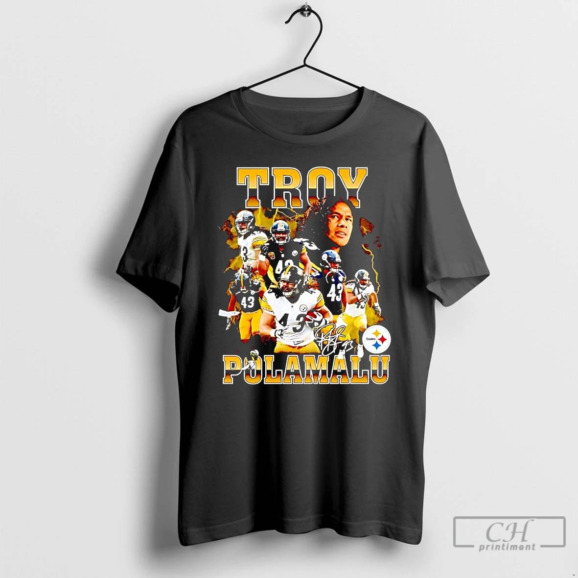 Classic Troy Polamalu Graphic Collage Steelers T Shirts