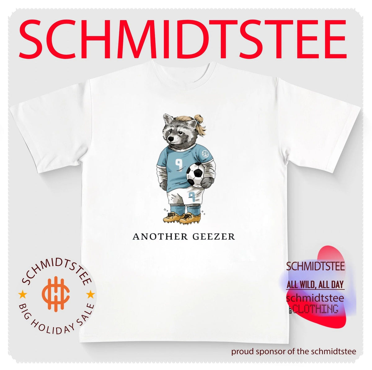 Another Geezer Raccoon Soccer Player Number 9 shirt