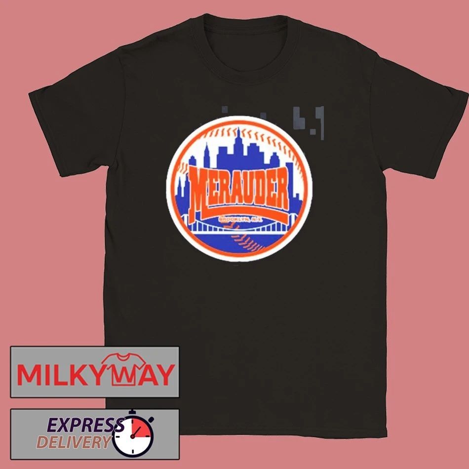 Merauder New York Mets Baseball Logo Skyline T-Shirt