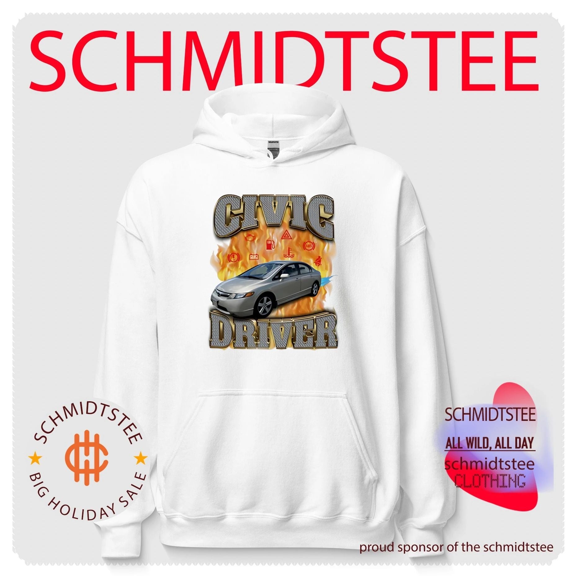 Civic driver car on flame graphic shirt