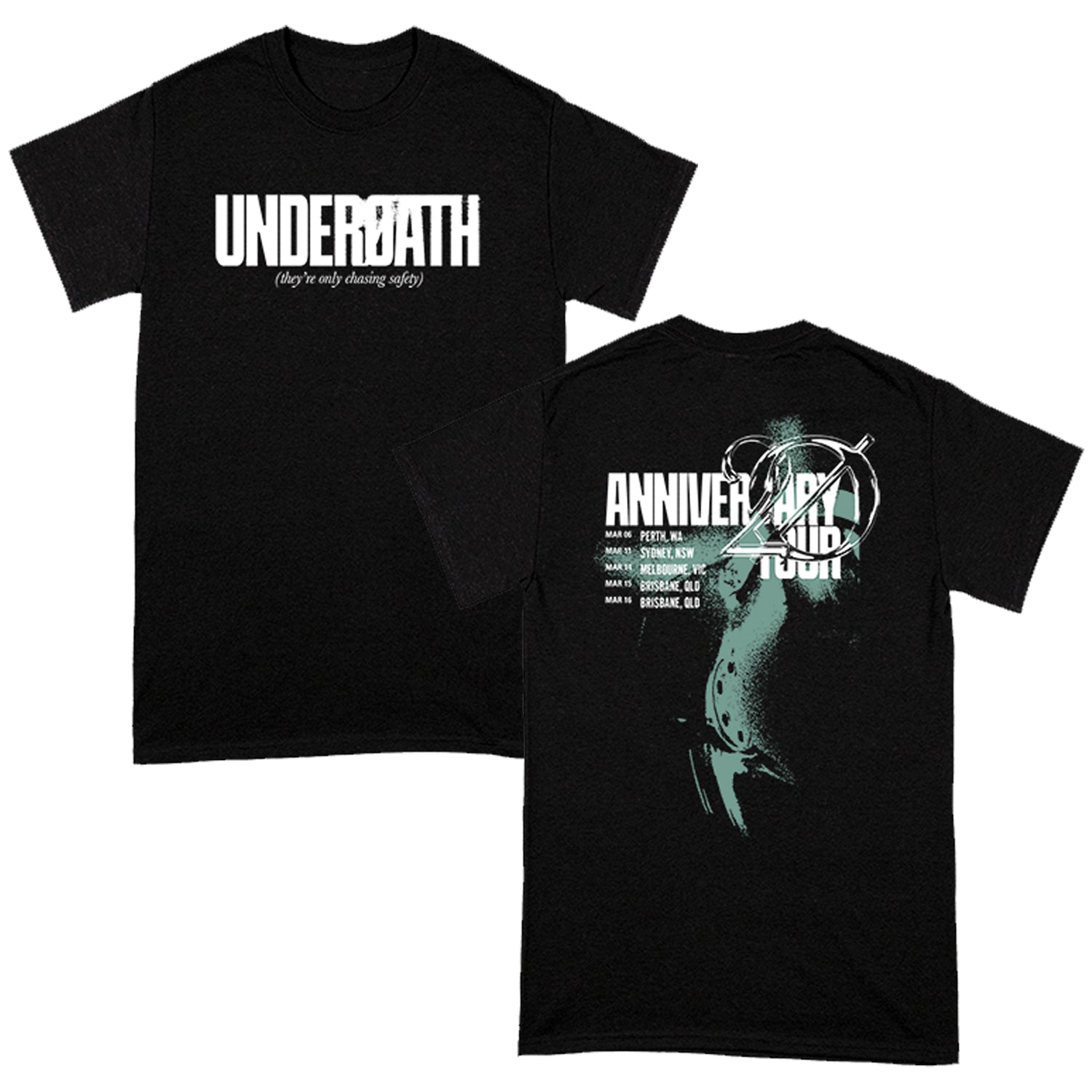 They're Only Chasing Safety 20th Anniv. Tour T-Shirt (Black) Hoodie, Sweatshirt | CoreVibeTees.com (Image 1)