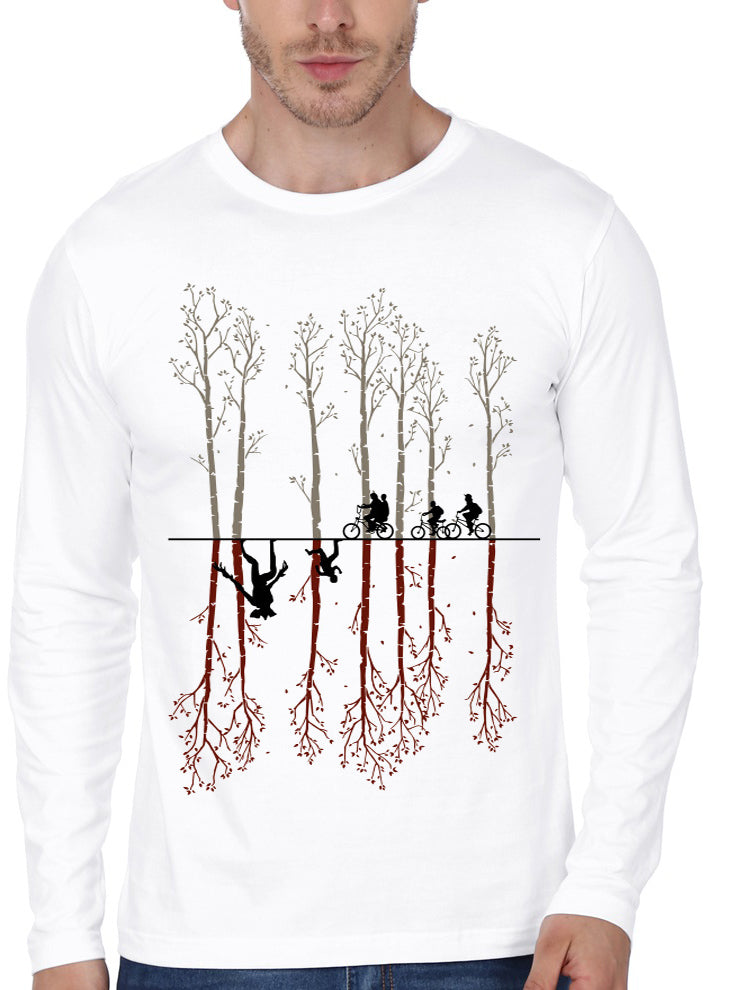 The Upside Down Full Sleeve White T-Shirt Hoodie, Sweatshirt | CoreVibeTees.com