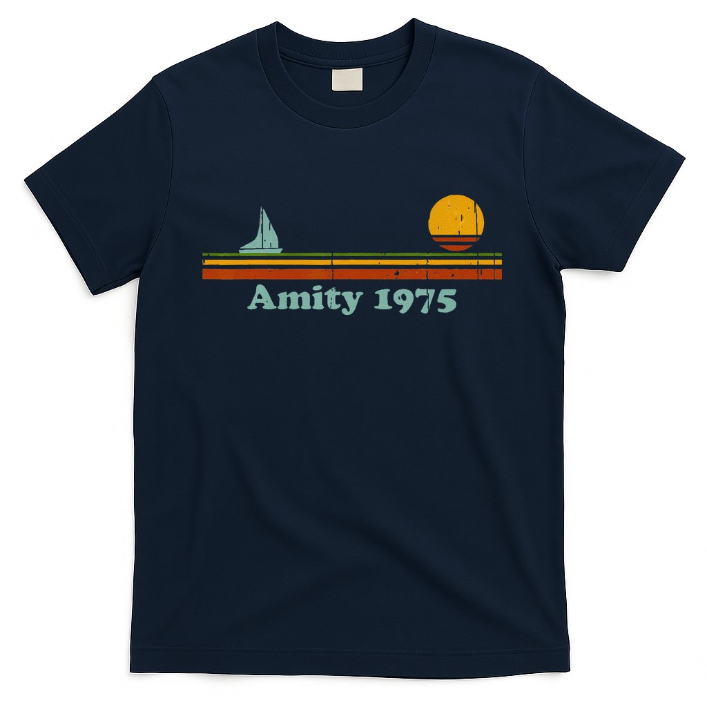 Vintage Amity 1975 Sunset Retro Sailboat Sunrise Summer T-Shirt Hoodie, Sweatshirt | CoreVibeTees.com