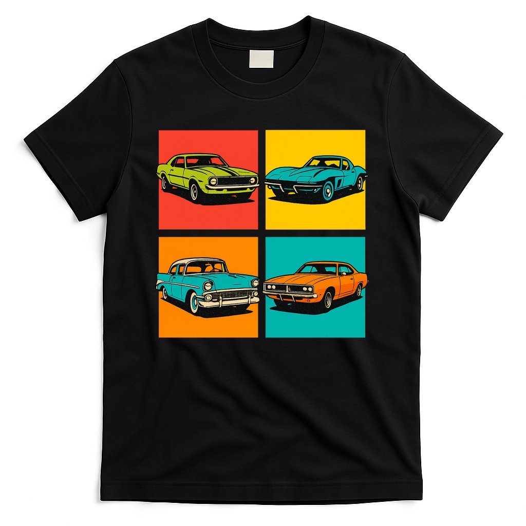 Vintage Classic Muscle Cars Pop Art Design T-Shirt Hoodie, Sweatshirt | CoreVibeTees.com