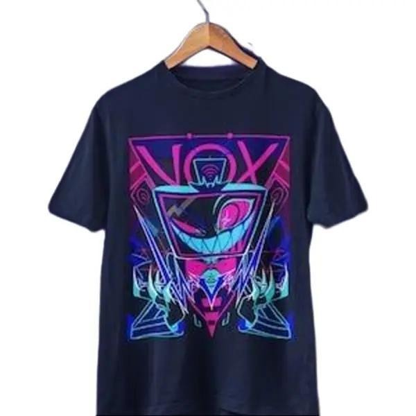 vox shirt, vox vaggie tshirt, vox pfp, alastor smile, charlie, vaggie, angel dust, husk, niffty, anime unisex shirt