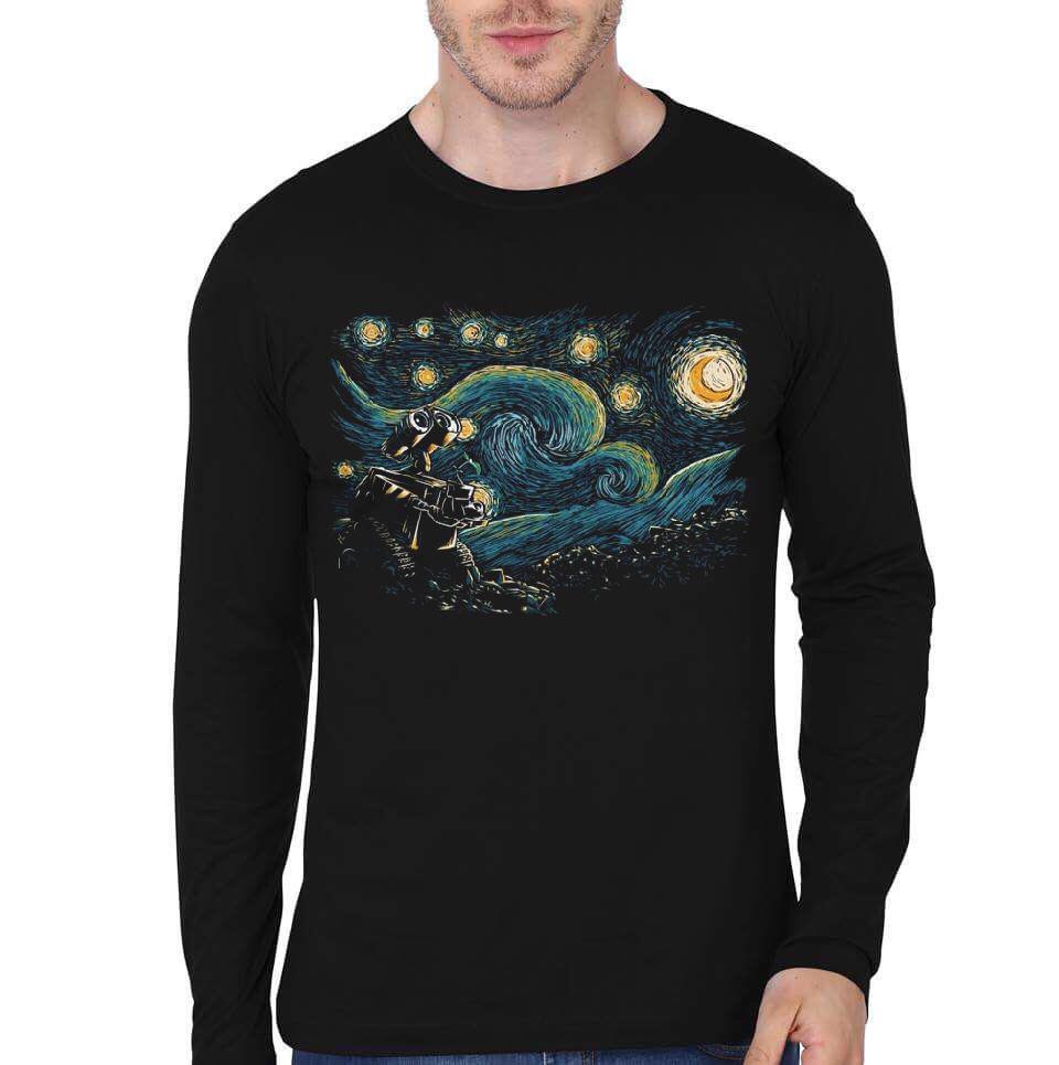 Wall E The Starry Night Full Sleeve T-Shirt Hoodie, Sweatshirt | CoreVibeTees.com