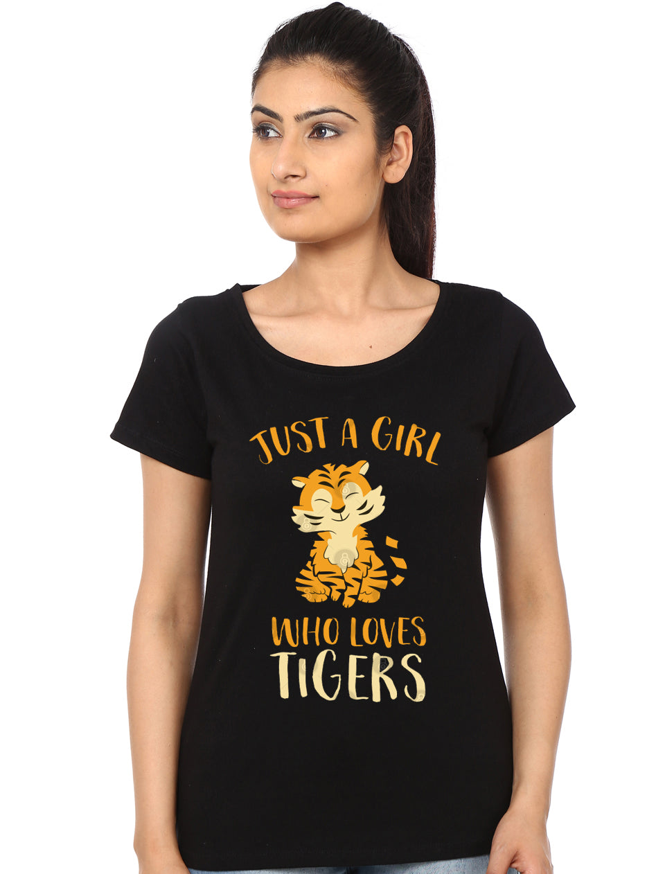 Just A Girl Who Loves Tigers Cute Tiger Girl T-Shirt Hoodie, Sweatshirt | CoreVibeTees.com