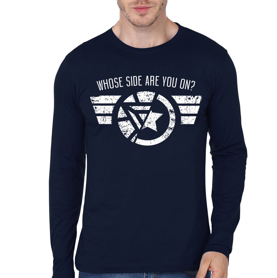 Whose Side Navy Blue Full Sleeve Tee Hoodie, Sweatshirt | CoreVibeTees.com