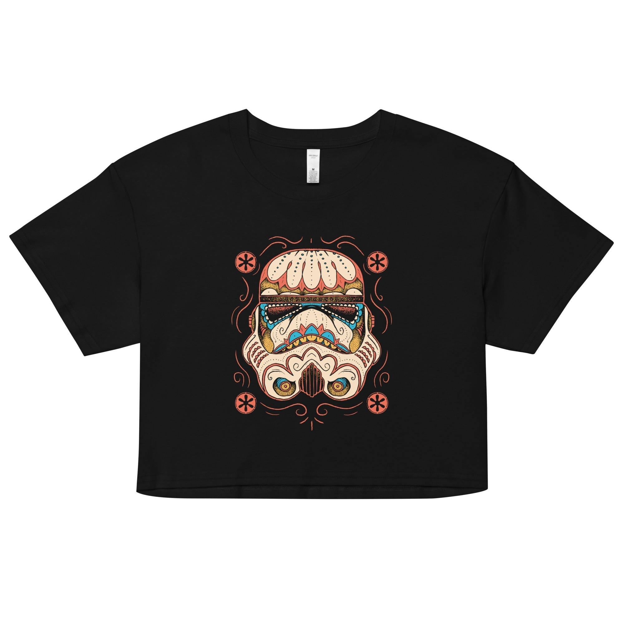 Sugar Skull Trooper Women's Crop Tee Hoodie, Sweatshirt | CoreVibeTees.com
