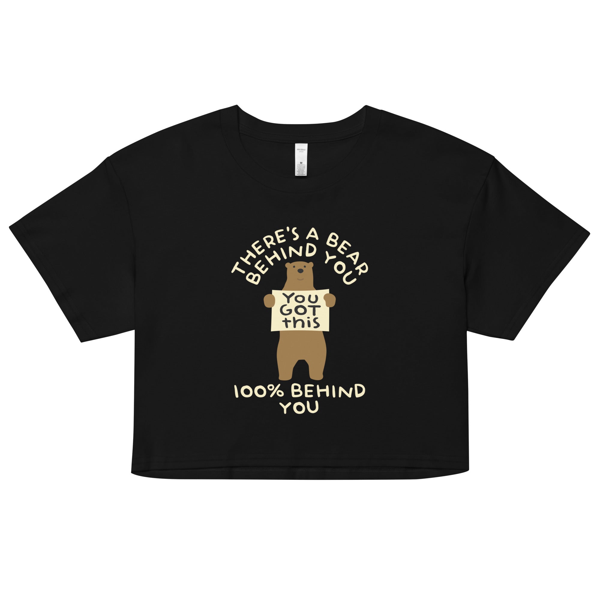 There's A Bear Behind You, 100% Behind You Women's Crop Tee Hoodie, Sweatshirt | CoreVibeTees.com (Image 2)