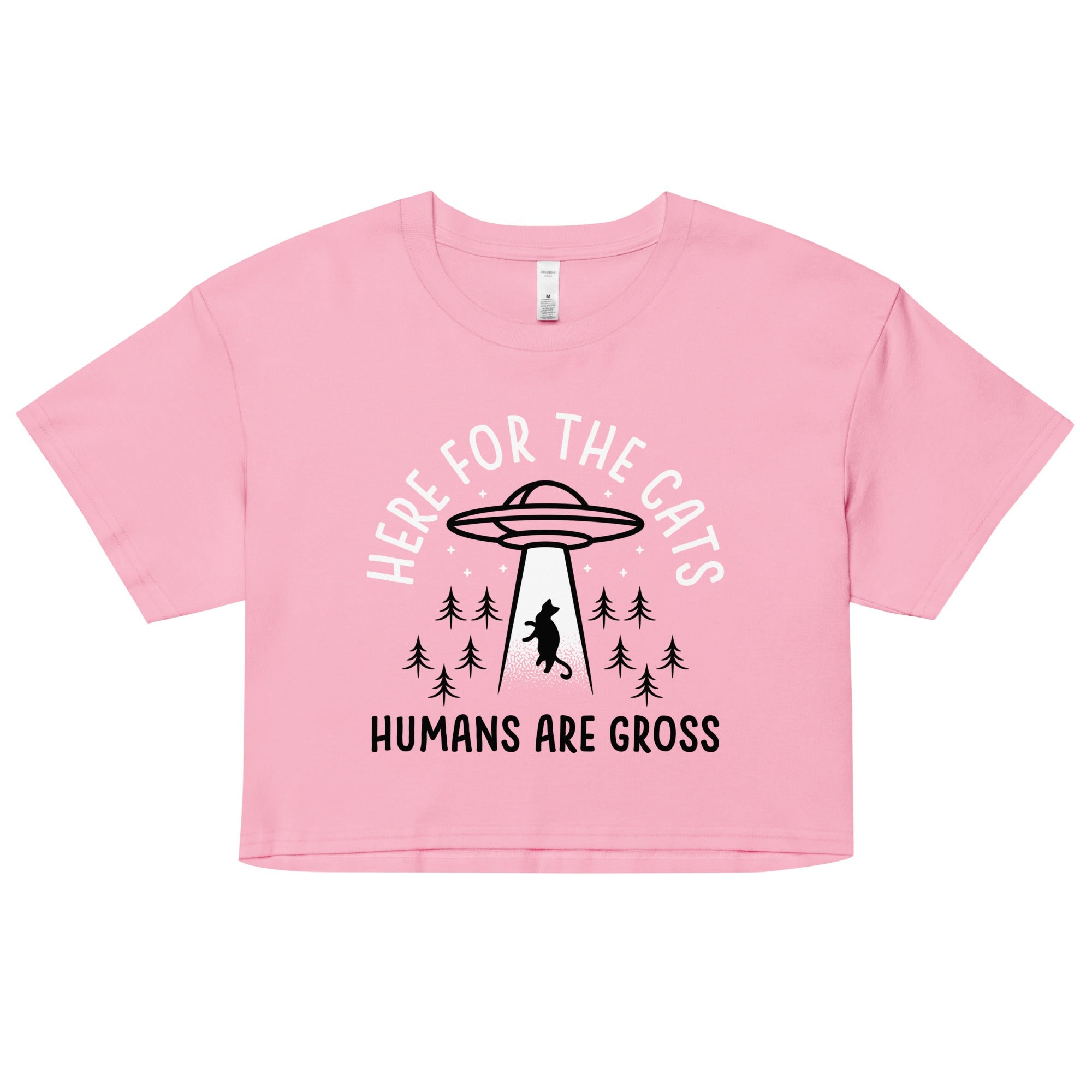 Here For The Cats, Humans Are Gross Women's Crop Tee Hoodie, Sweatshirt | CoreVibeTees.com (Image 2)