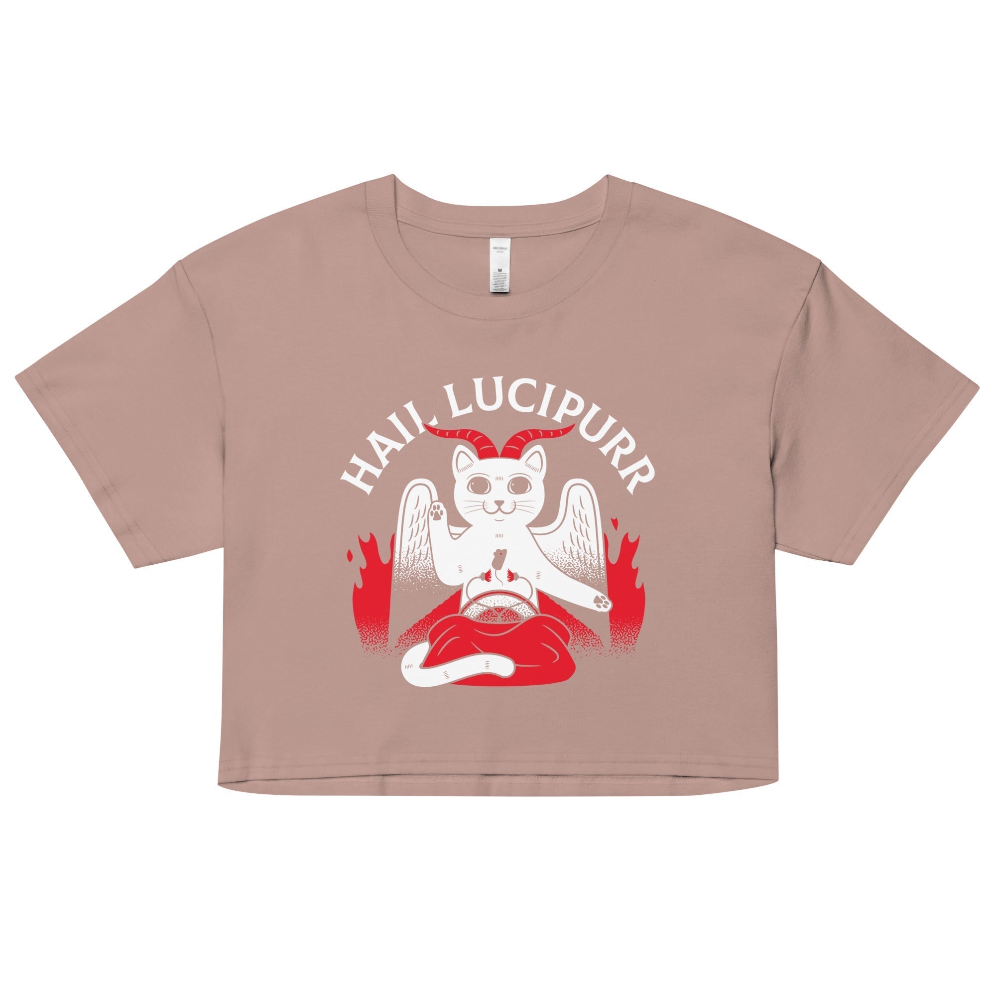 Hail Lucipurr Women's Crop Tee Hoodie, Sweatshirt | CoreVibeTees.com (Image 2)