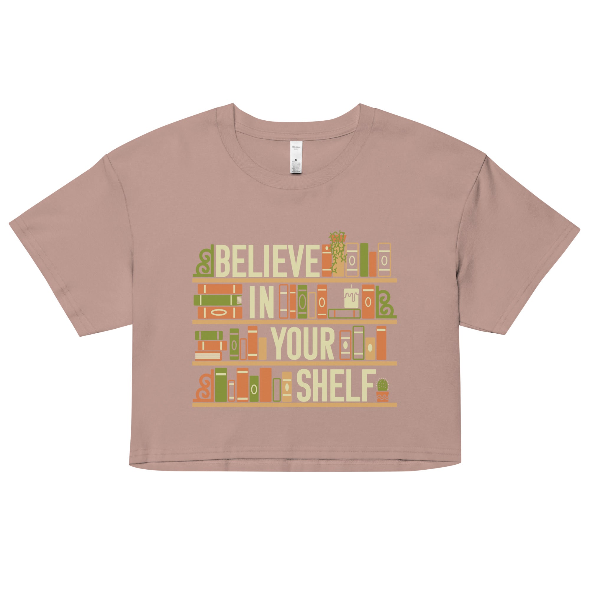 Believe In Your Shelf Women's Crop Tee Hoodie, Sweatshirt | CoreVibeTees.com (Image 2)