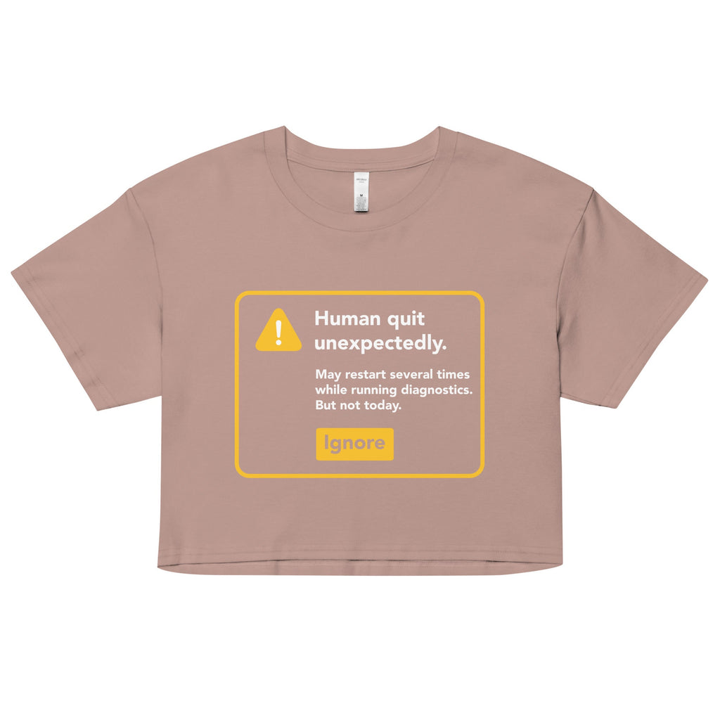 Human Quit Unexpectedly Women's Crop Tee Hoodie, Sweatshirt | CoreVibeTees.com (Image 3)