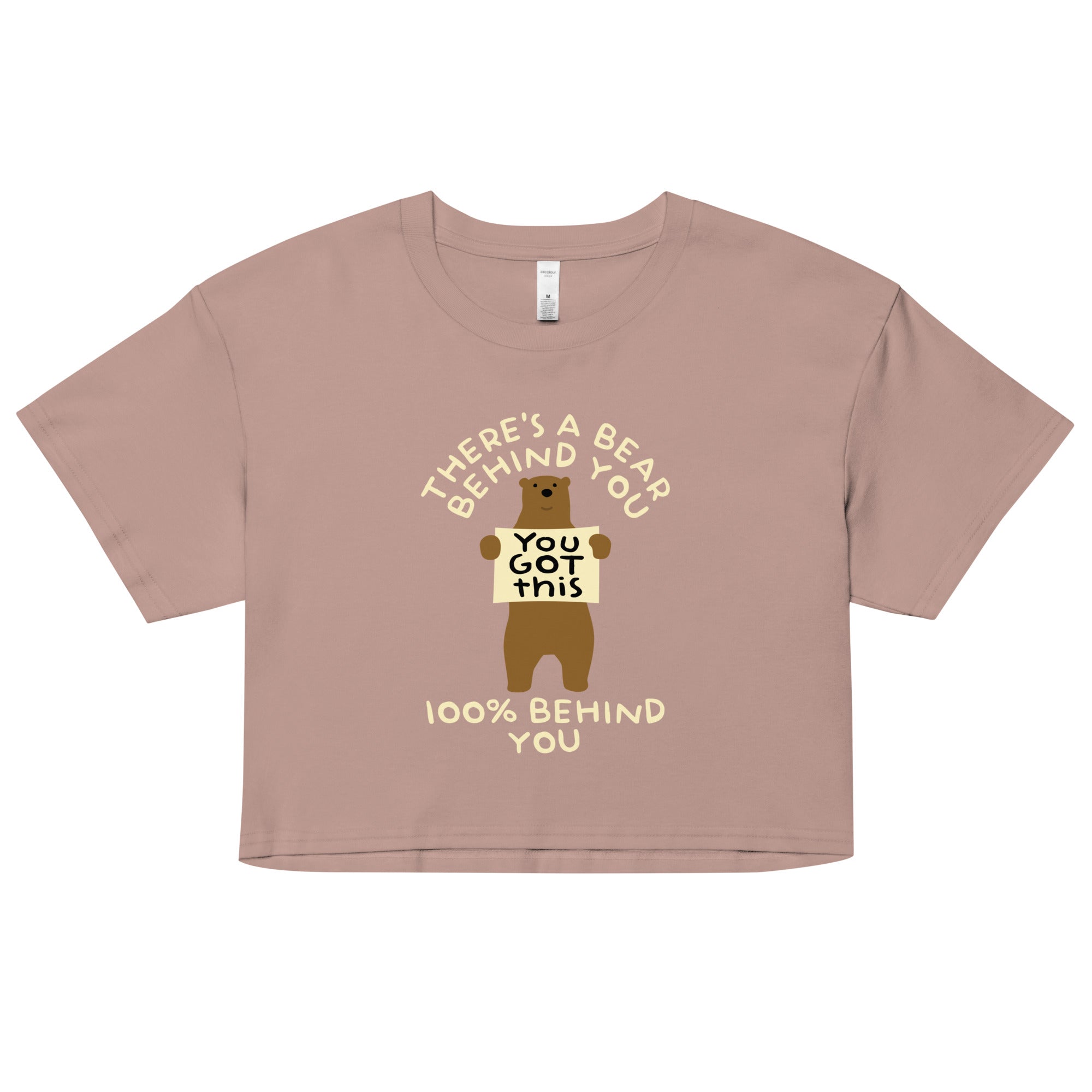 There's A Bear Behind You, 100% Behind You Women's Crop Tee Hoodie, Sweatshirt | CoreVibeTees.com (Image 1)