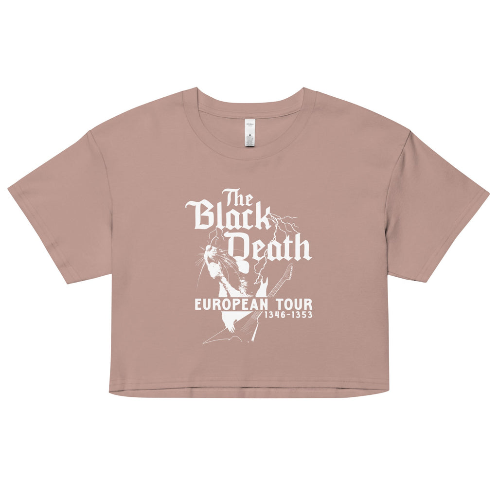 The Black Death European Tour Women's Crop Tee Hoodie, Sweatshirt | CoreVibeTees.com (Image 2)