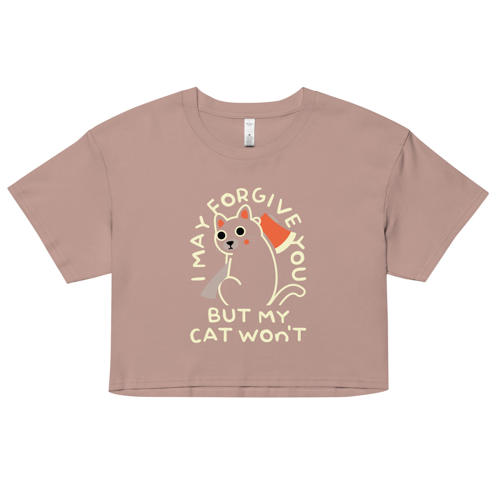 I May Forgive You But My Cat Won't Women's Crop Tee Hoodie, Sweatshirt | CoreVibeTees.com (Image 3)