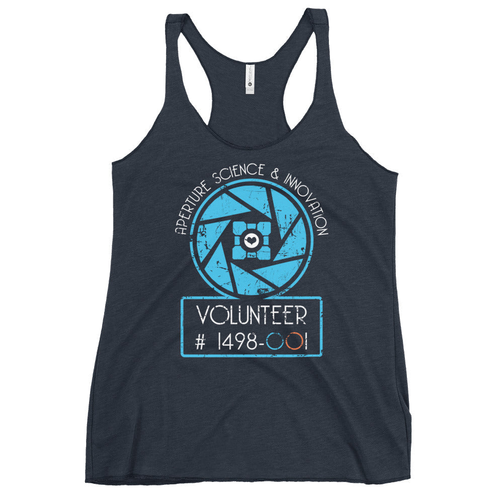 Aperture Science Volunteer Women's Racerback Tank T-Shirts, Hoodie, Sweatshirt | CoreVibeTees.com (Image 2)