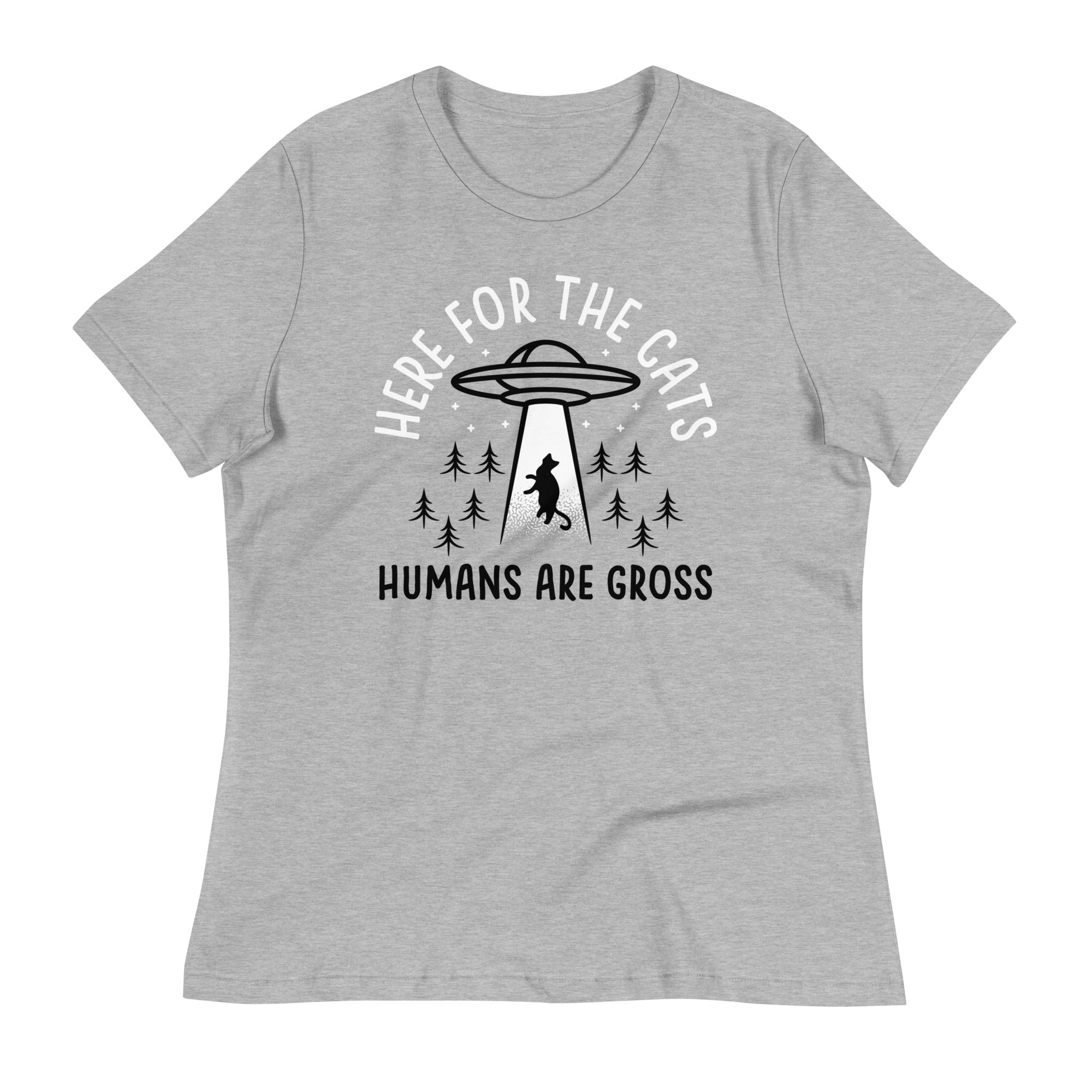 Here For The Cats, Humans Are Gross Women's Signature Tee Hoodie, Sweatshirt | CoreVibeTees.com (Image 1)