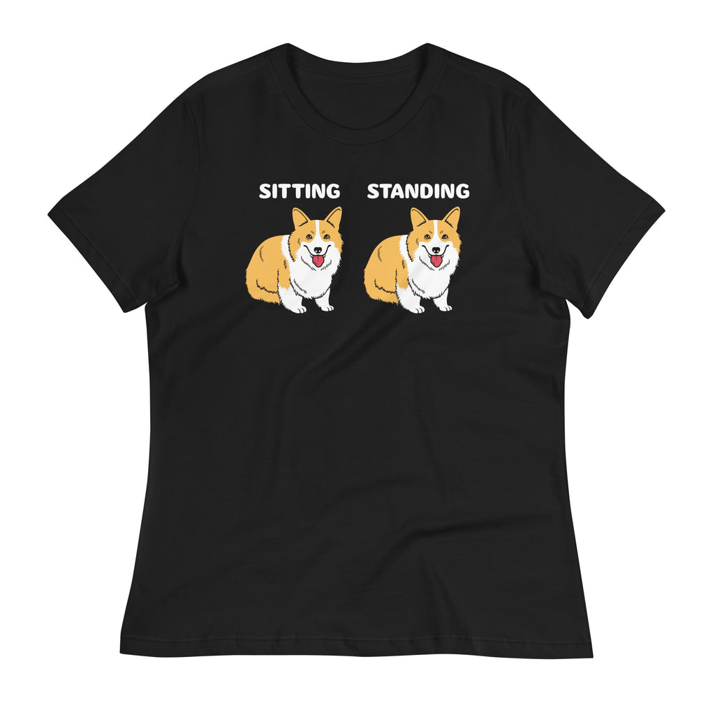 Corgi Sitting And Standing Women's Signature Tee Hoodie, Sweatshirt | CoreVibeTees.com (Image 2)