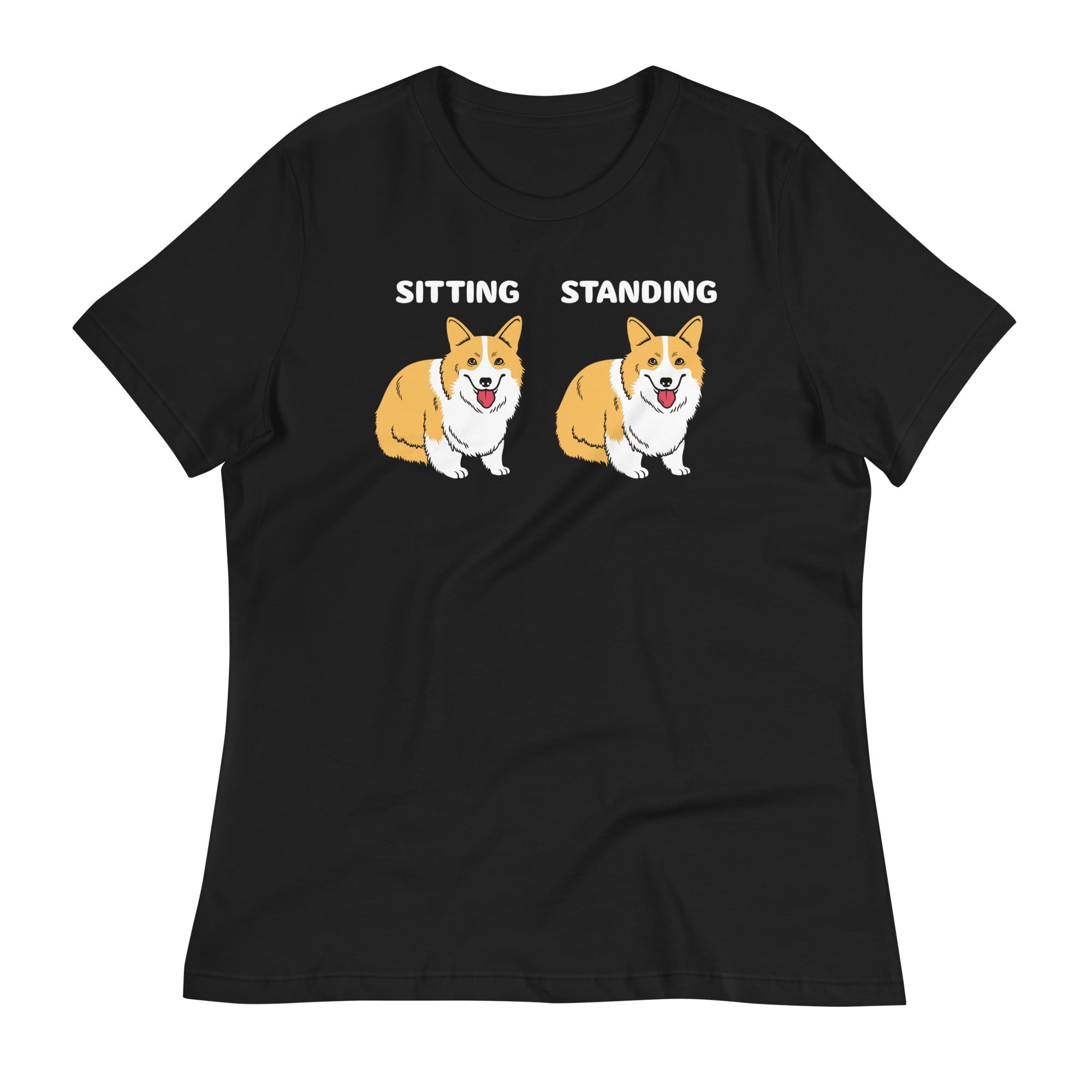 Corgi Sitting And Standing Women's Signature Tee Hoodie, Sweatshirt | CoreVibeTees.com (Image 2)