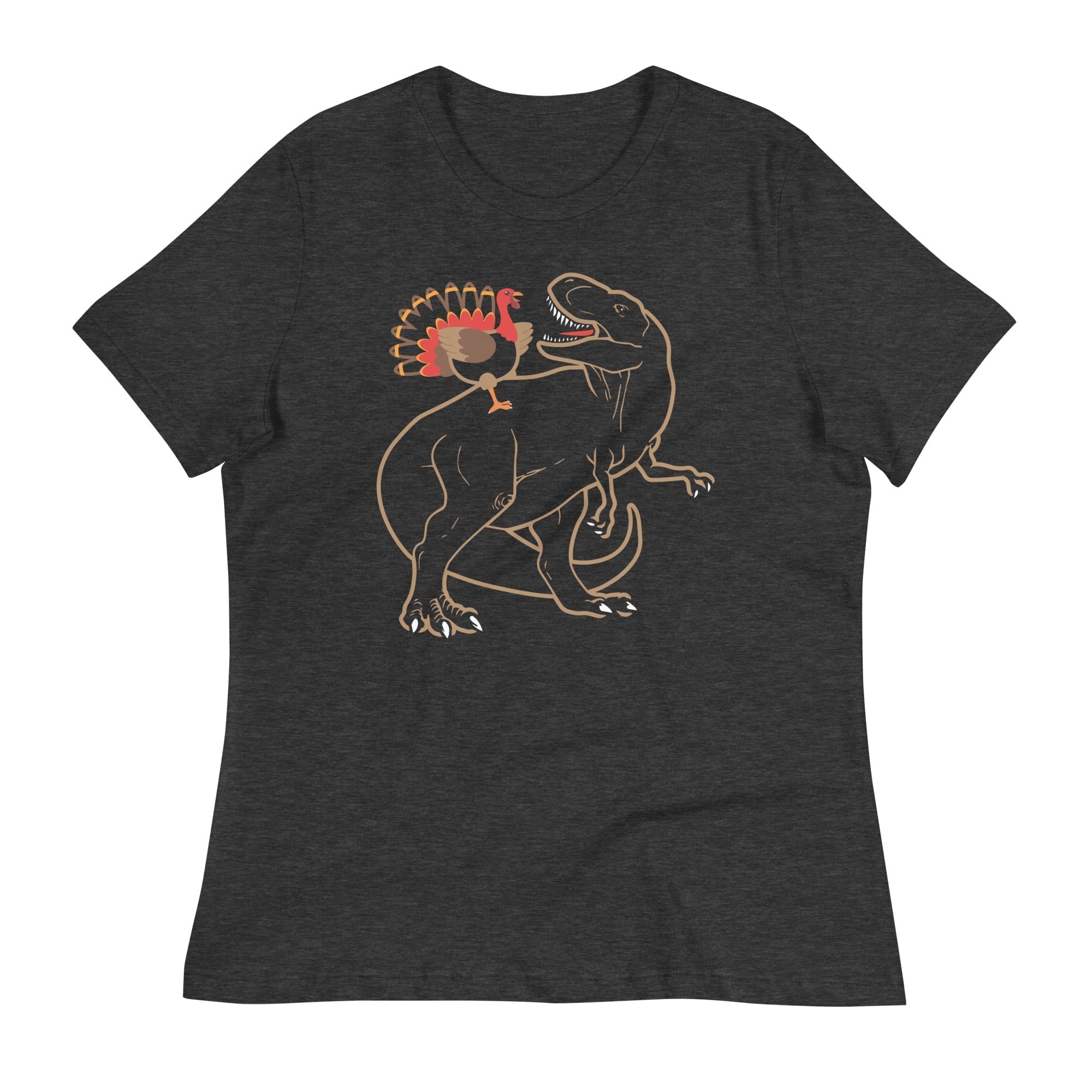 Turkey Riding T-Rex Women's Signature Tee Hoodie, Sweatshirt | CoreVibeTees.com (Image 3)