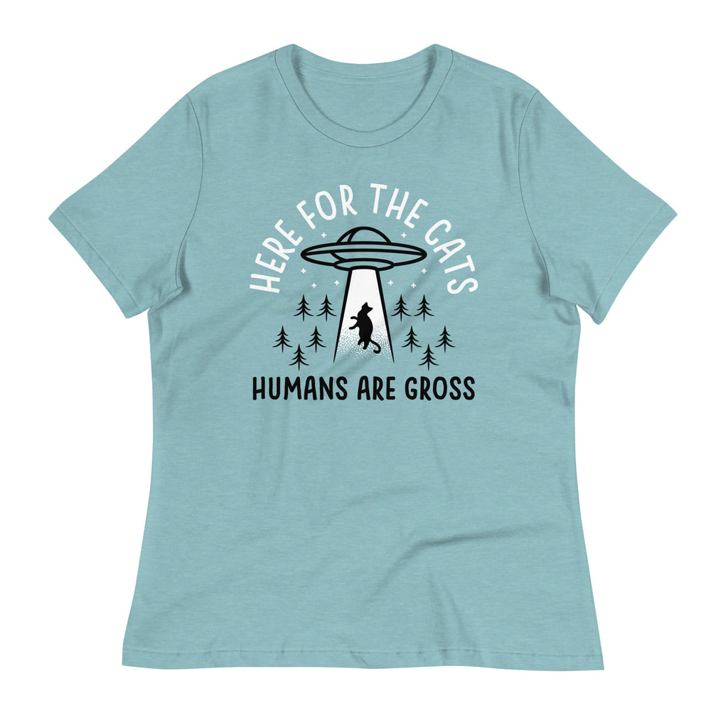 Here For The Cats, Humans Are Gross Women's Signature Tee Hoodie, Sweatshirt | CoreVibeTees.com (Image 2)