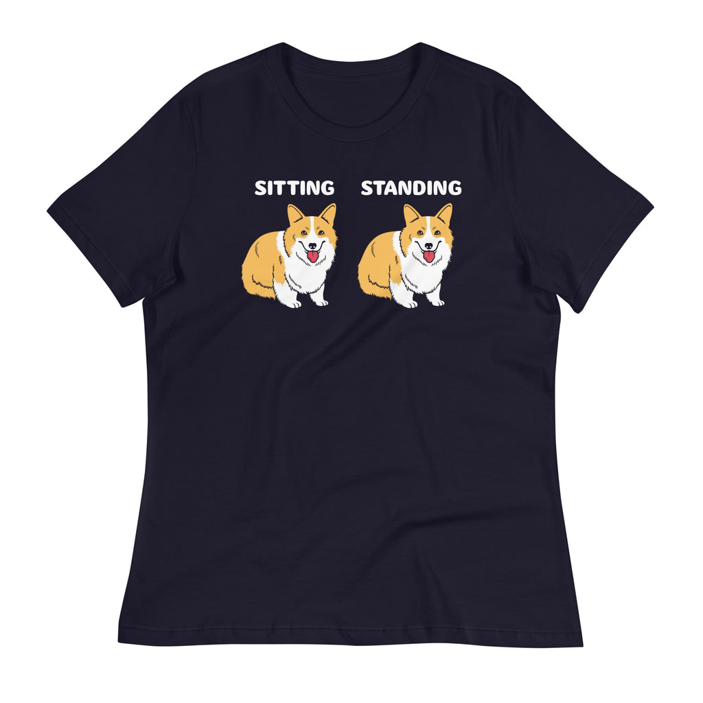 Corgi Sitting And Standing Women's Signature Tee Hoodie, Sweatshirt | CoreVibeTees.com (Image 1)