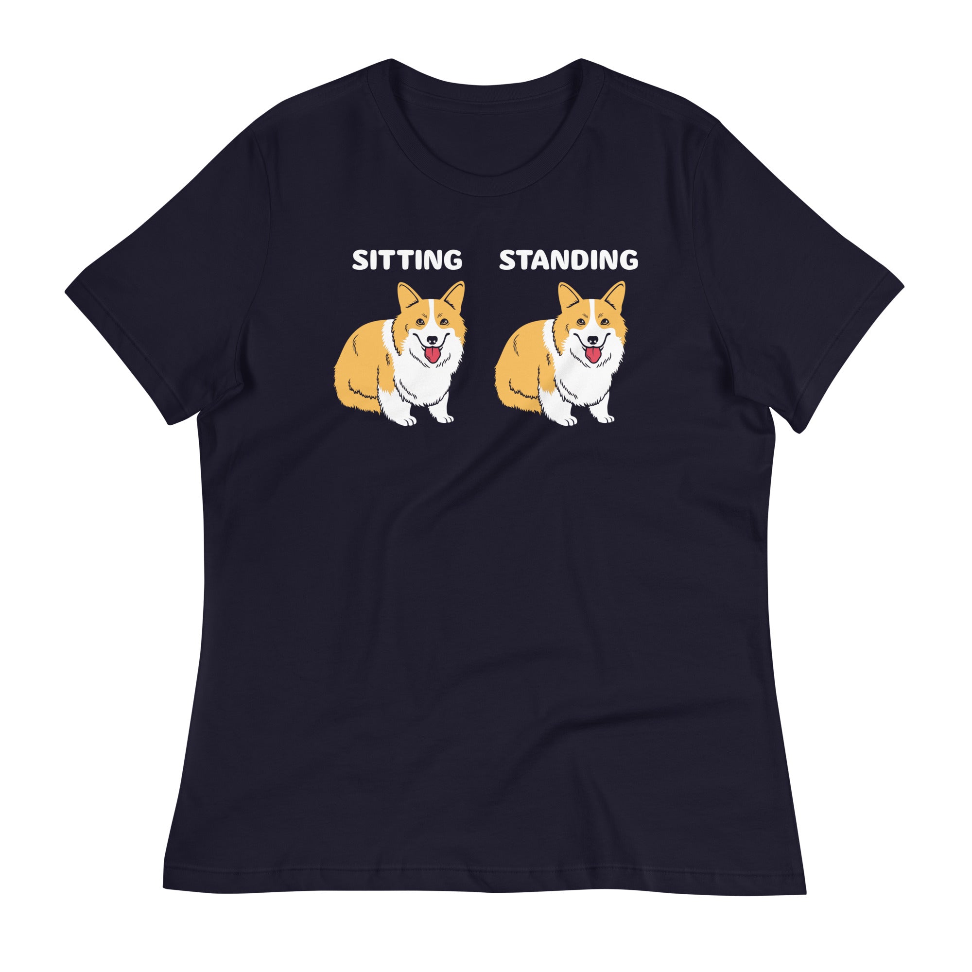 Corgi Sitting And Standing Women's Signature Tee Hoodie, Sweatshirt | CoreVibeTees.com (Image 1)
